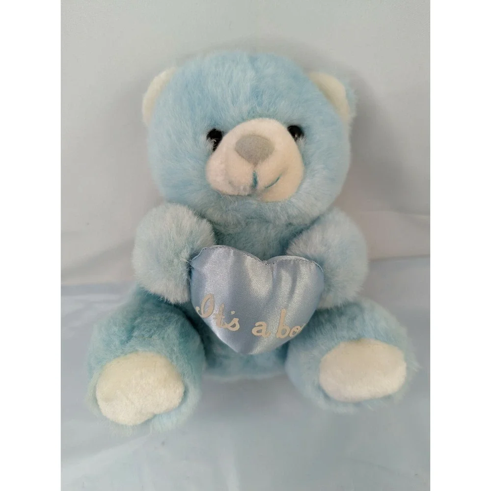 Fiesta America Wego Blue Bear Plush 8 I Its a Boy Heart‎ 1991 Stuffed Animal Toy